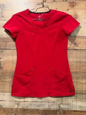 HeartSoul Women’s Red V-Neck Short Sleeve Scrub Top Size XXS